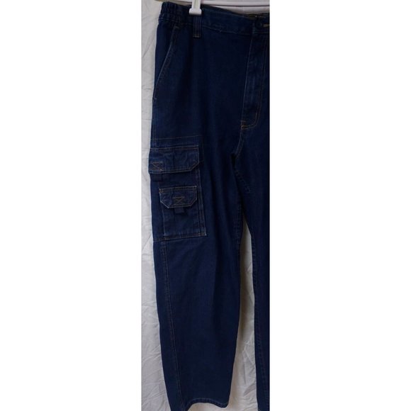 Boulder Creek Trading Company 34-38 Dark Wash High Rise Cargo Jeans 30" Inseam - Picture 4 of 15